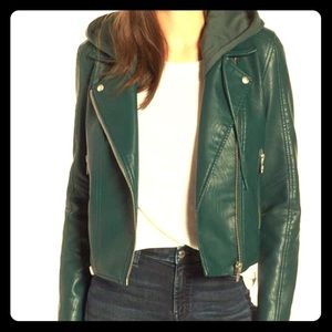 Blank NYC forest green Vegan Moto Jacket